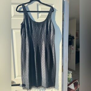Ann Taylor Black Beaded Mini Dress